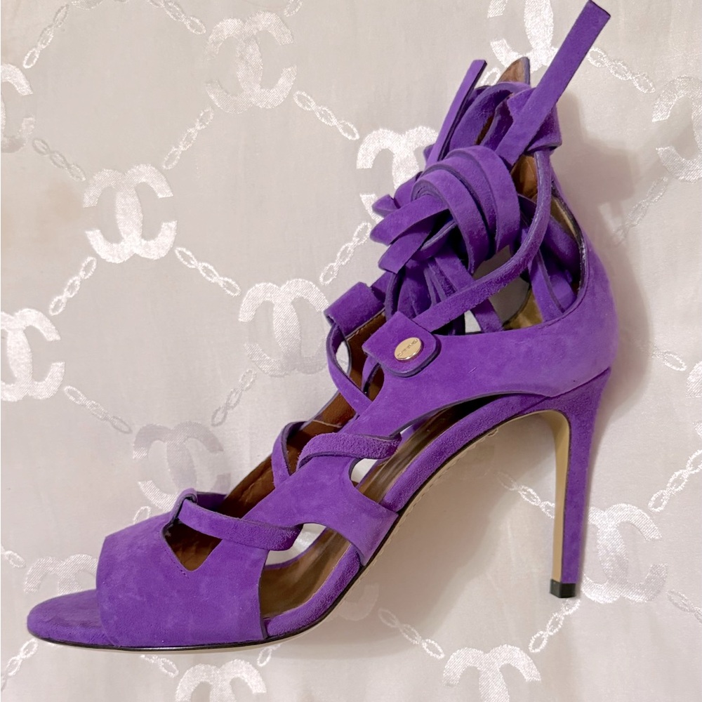 Etro Purple Lace-Up Suede High-Heel Sandals - Picture 7 of 13